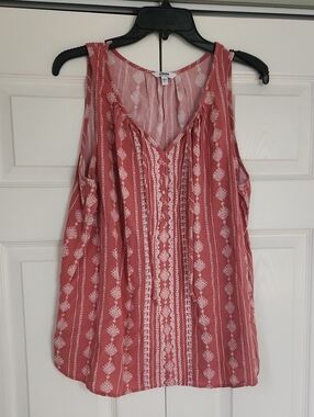 Sonoma Rose Pink Printed Sleeveless V-Neck Camisole